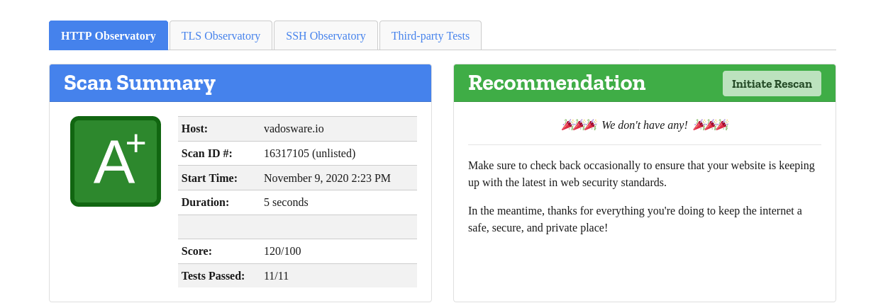 Improved observatory scores